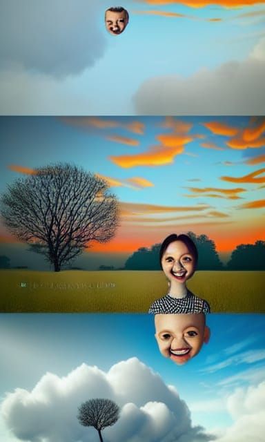 Surreal Dreamscape with Colorful Clouds at Sunset