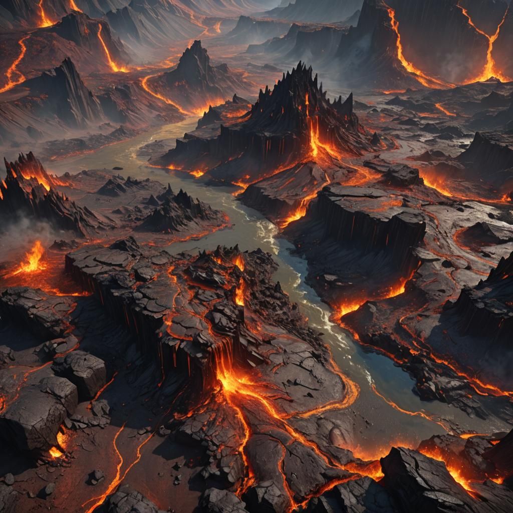 Emberfall: Volcanic Wasteland with Fire Spirits