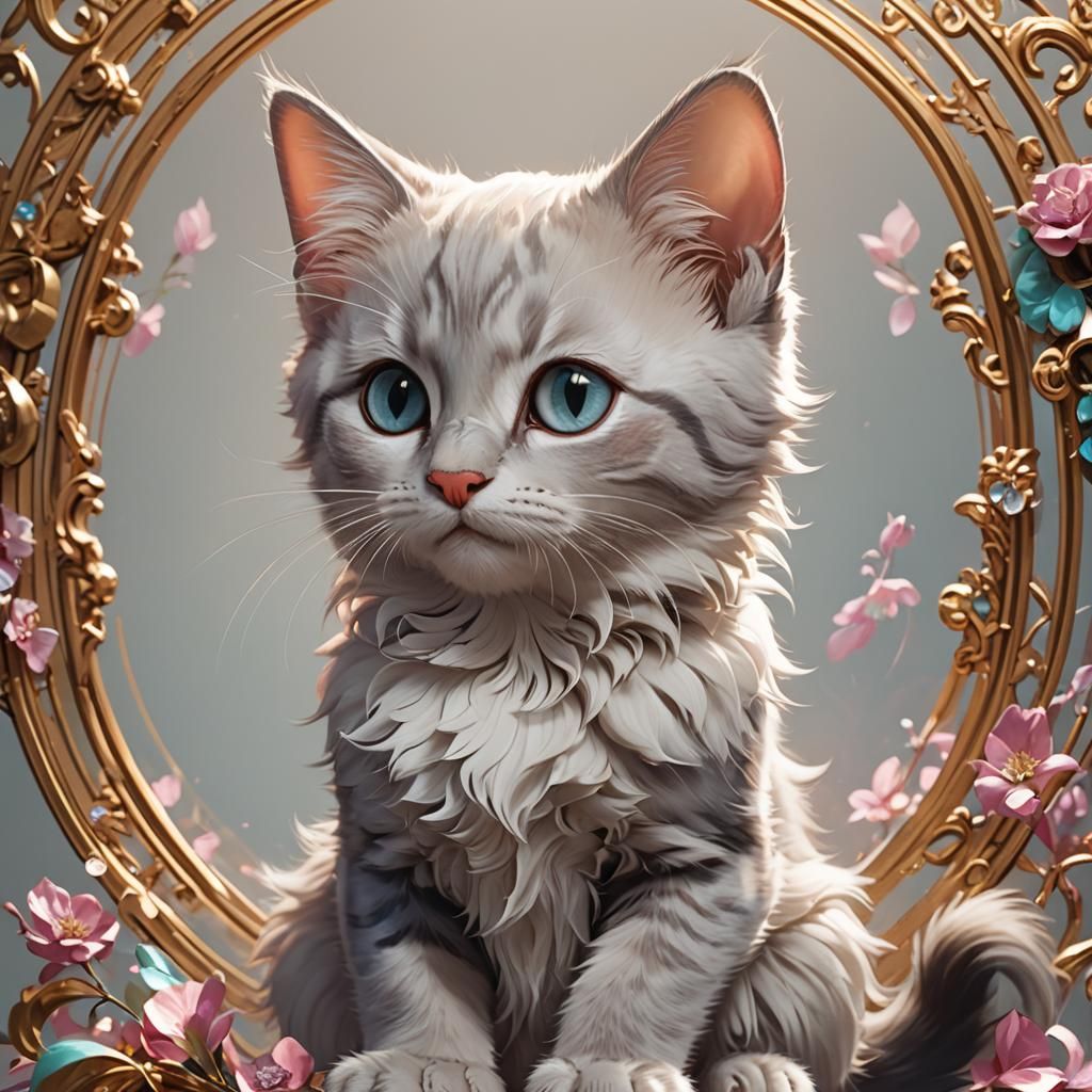 Marie the Kitten Portrait in Hyperdetailed Concept Art