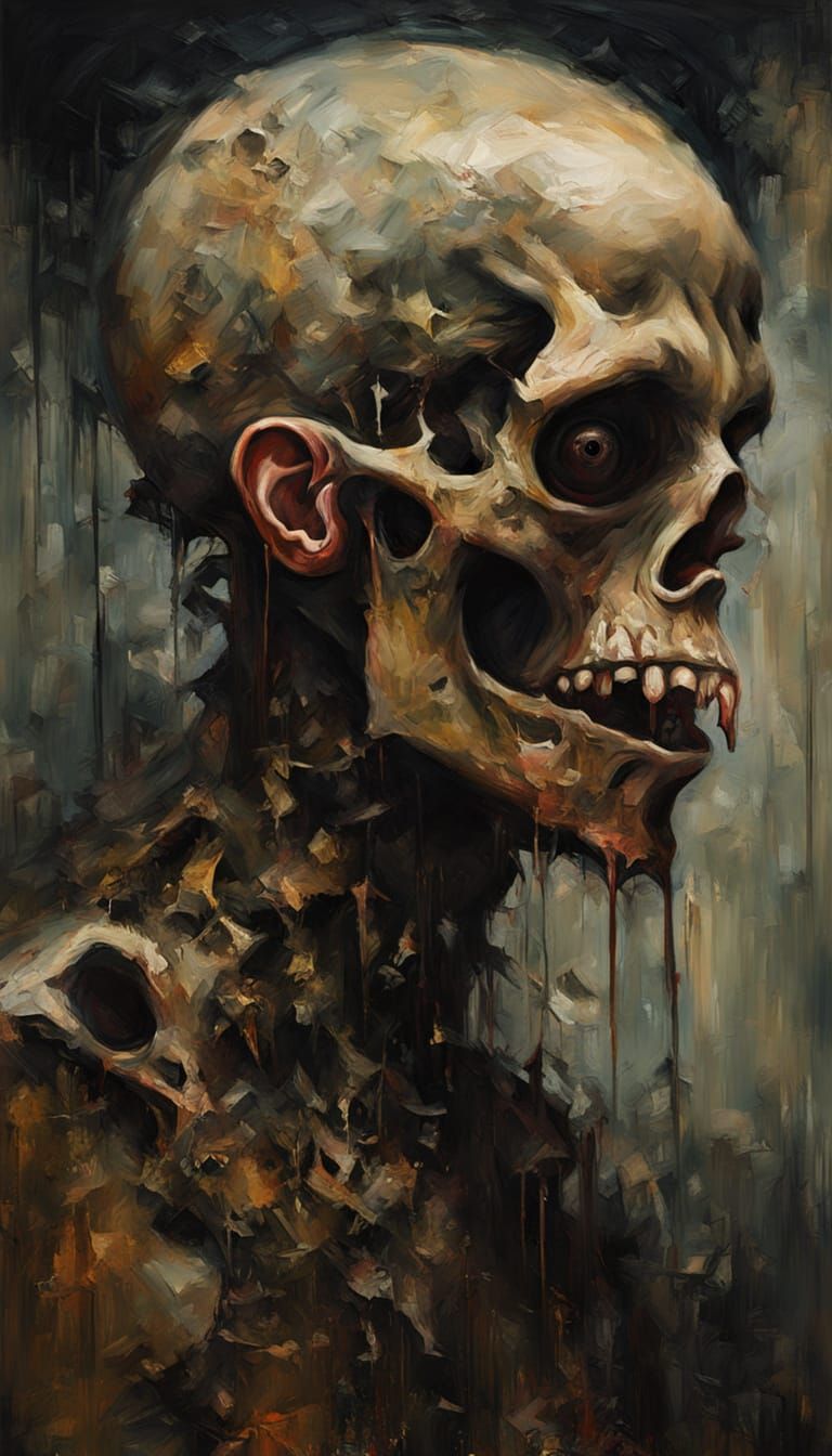 Grotesque Creature Portrait in Expressive Oil Painting Style