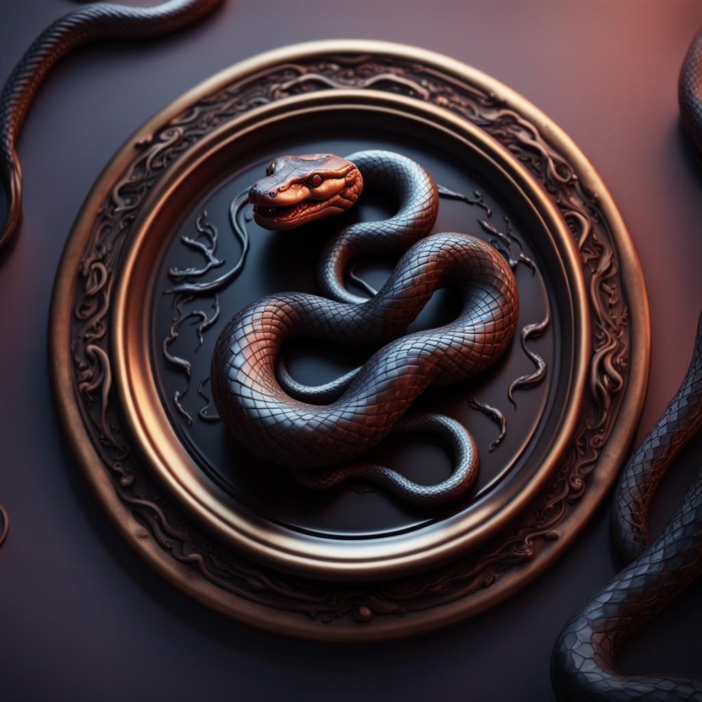Wax Seal with Black Snakes Art