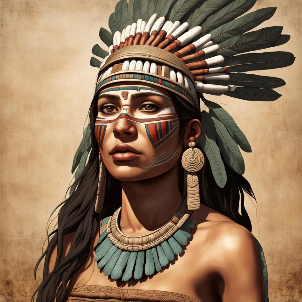 Aztec Woman in Ancient Age: Detailed Portrait