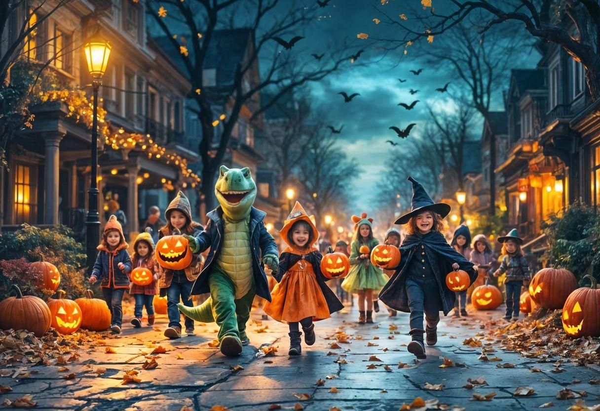 Festive Trick-or-Treaters on Halloween Evening