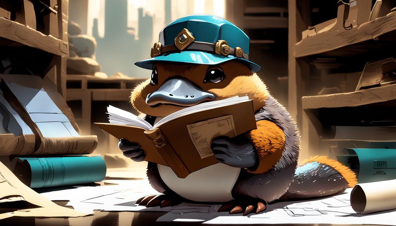 Chibi Platypus Builder in Ghibli Style