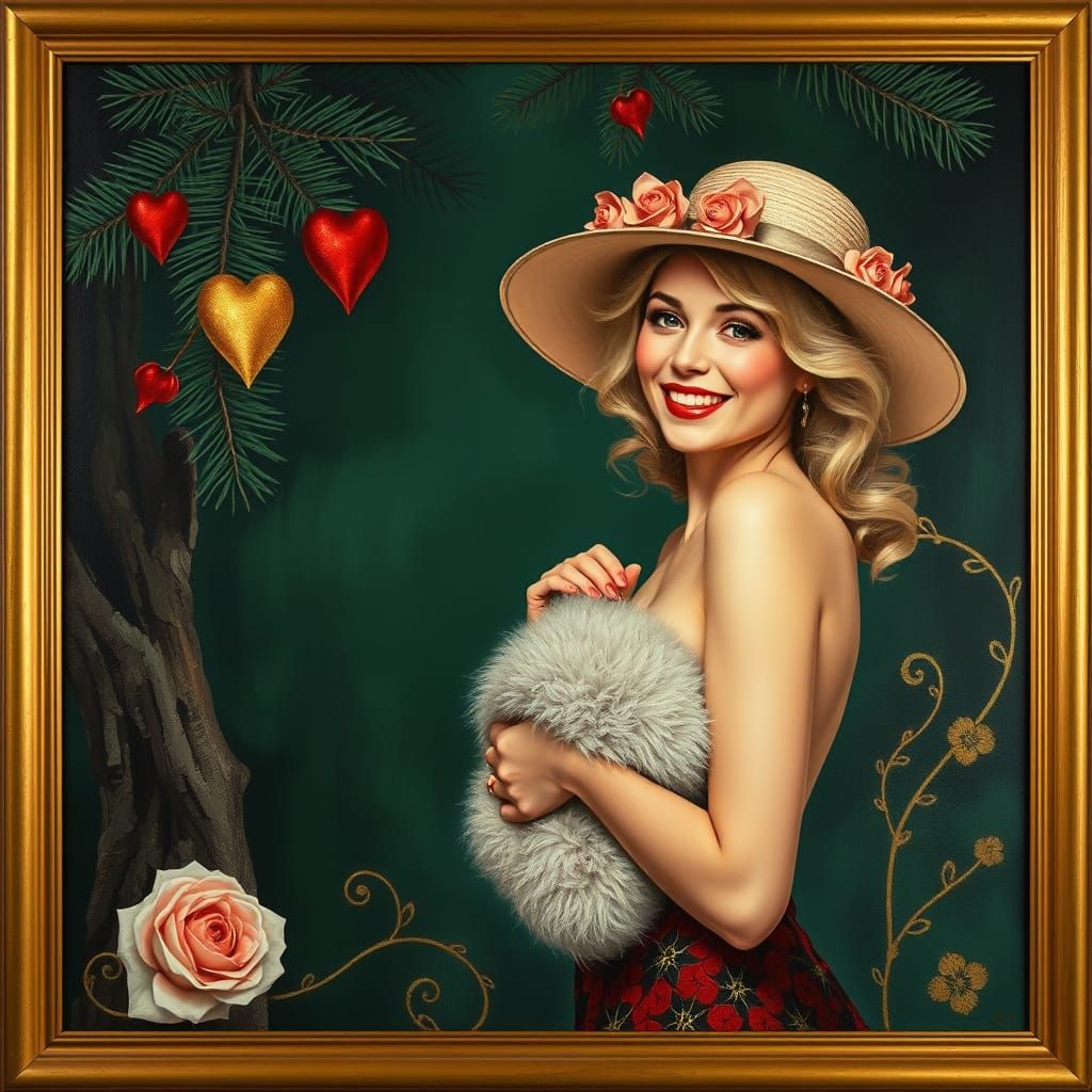 Golden Burlesque Beauty in a Dreamlike Setting