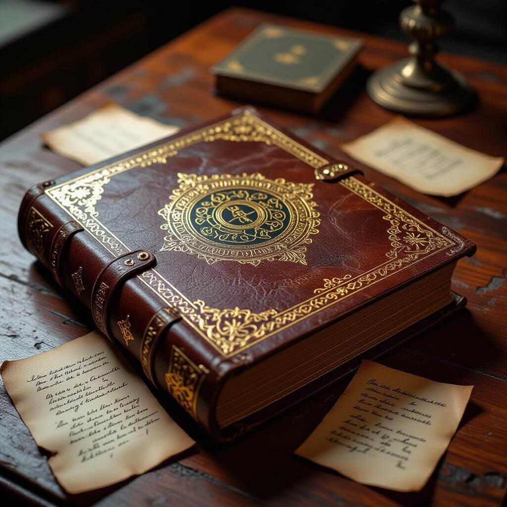 Ancient Coffee Codex with Golden Filigree