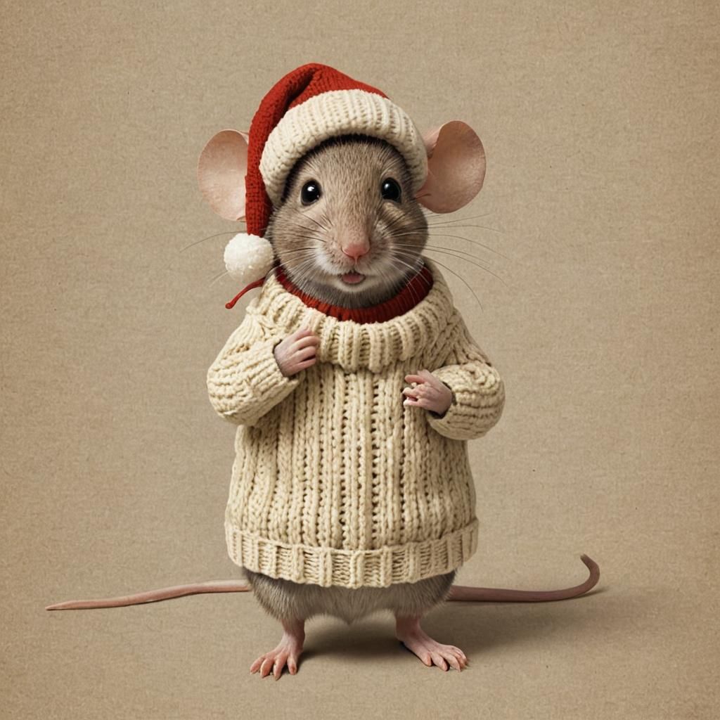 Christmas Mouse in Winsor McCay Cartoon Style