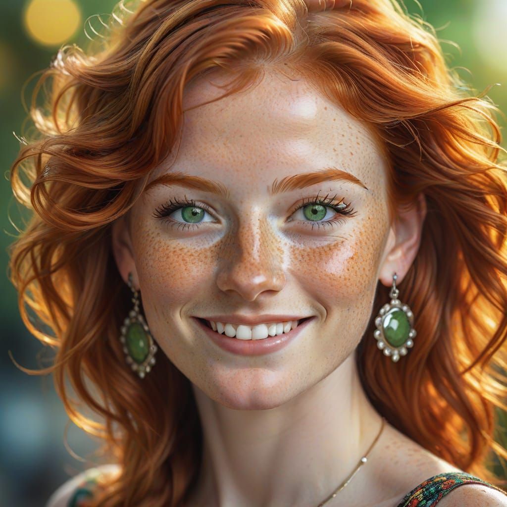 Hyperrealistic Redhead Portrait with Vibrant Colors