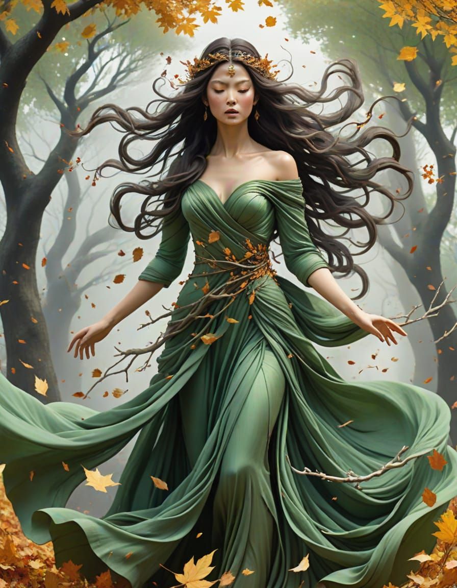 Mythological Goddess in a Windstorm of Rage