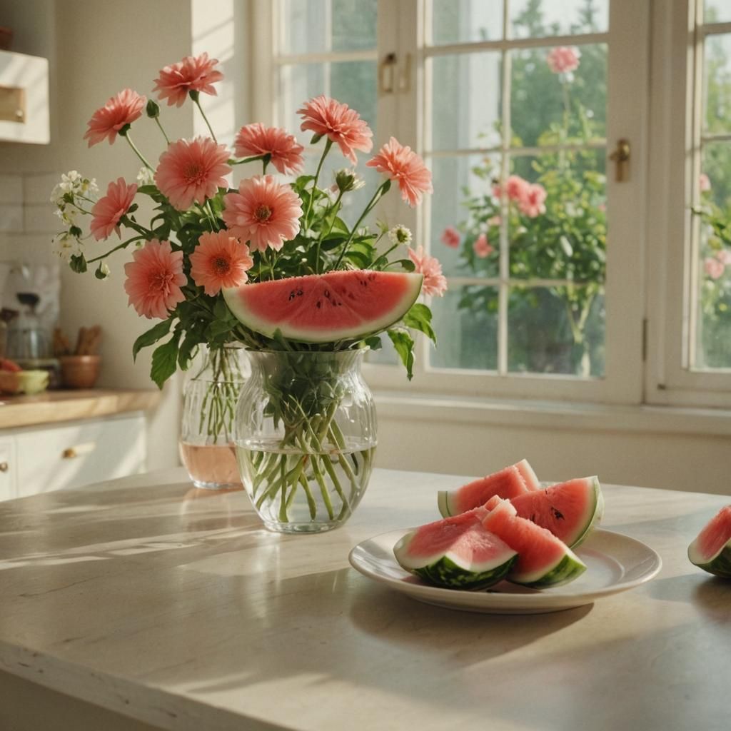 Summer Kitchen Still Life with Watermelon
