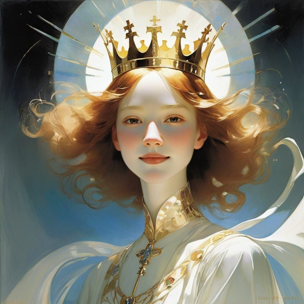 Minimalist Portrait with Golden Crown