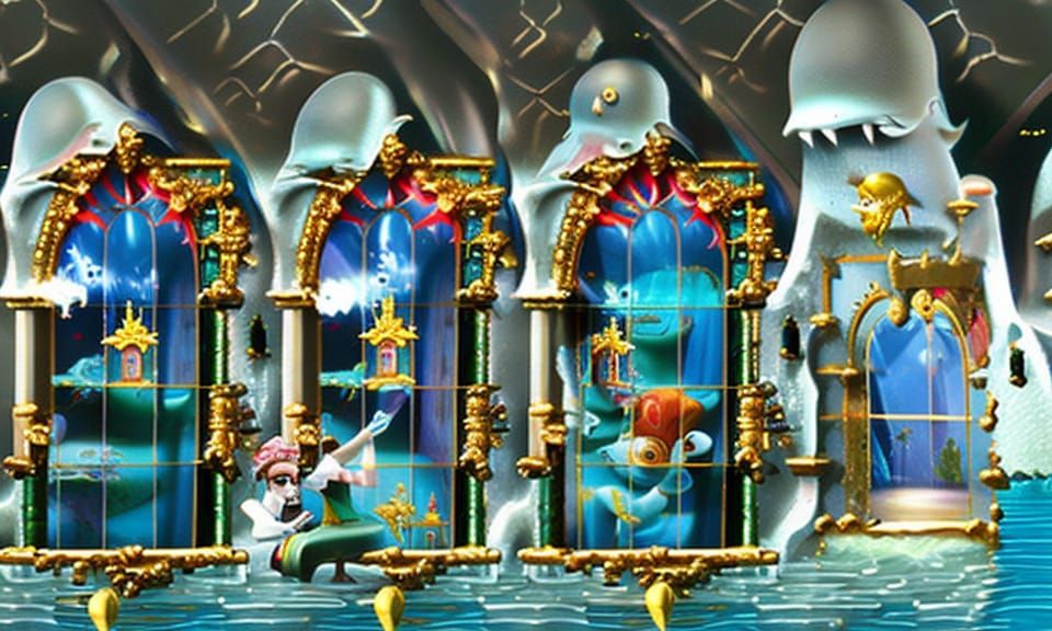 Amphibian Royalty in Underwater Castle