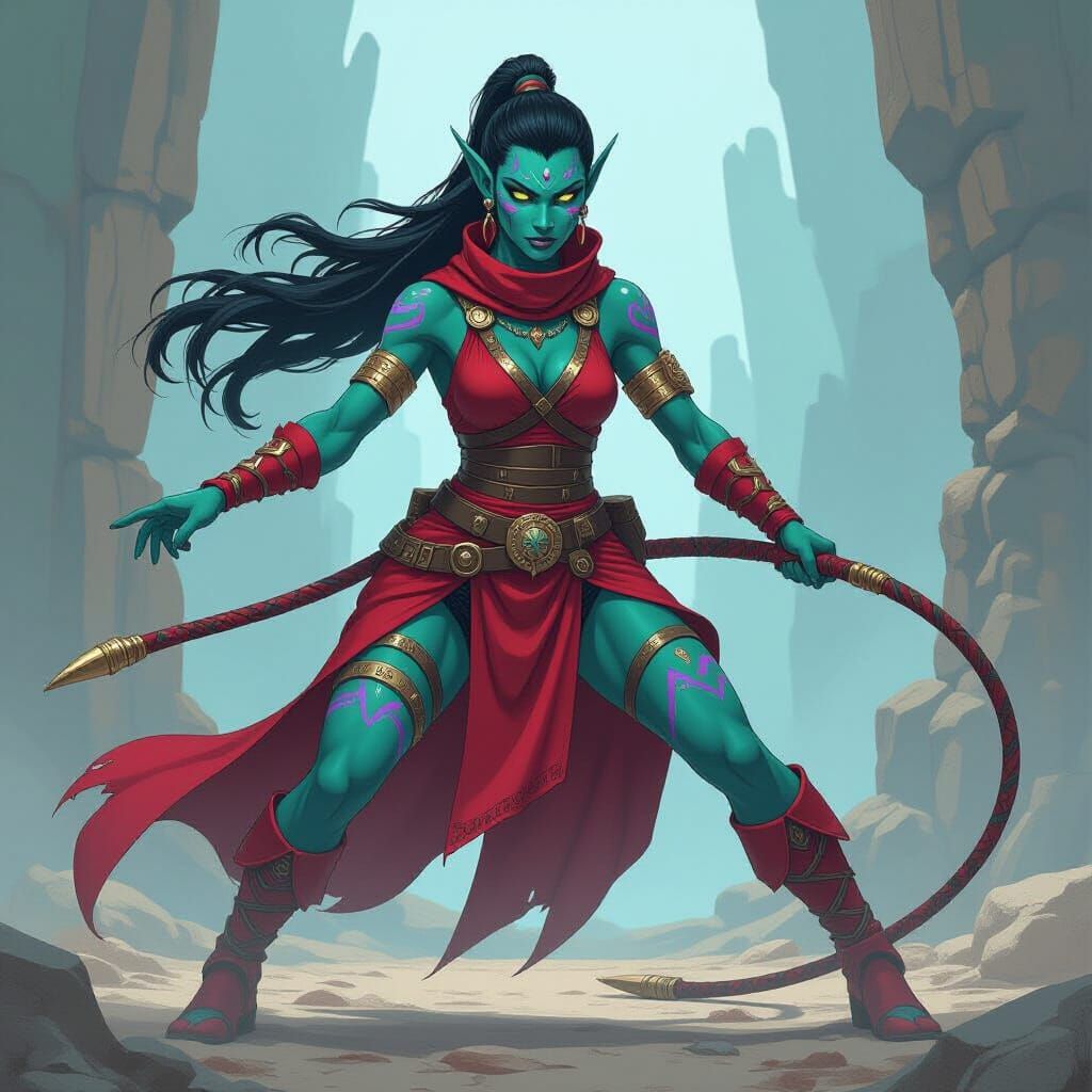 Sci-Fi Huntress with Bioluminescent Markings