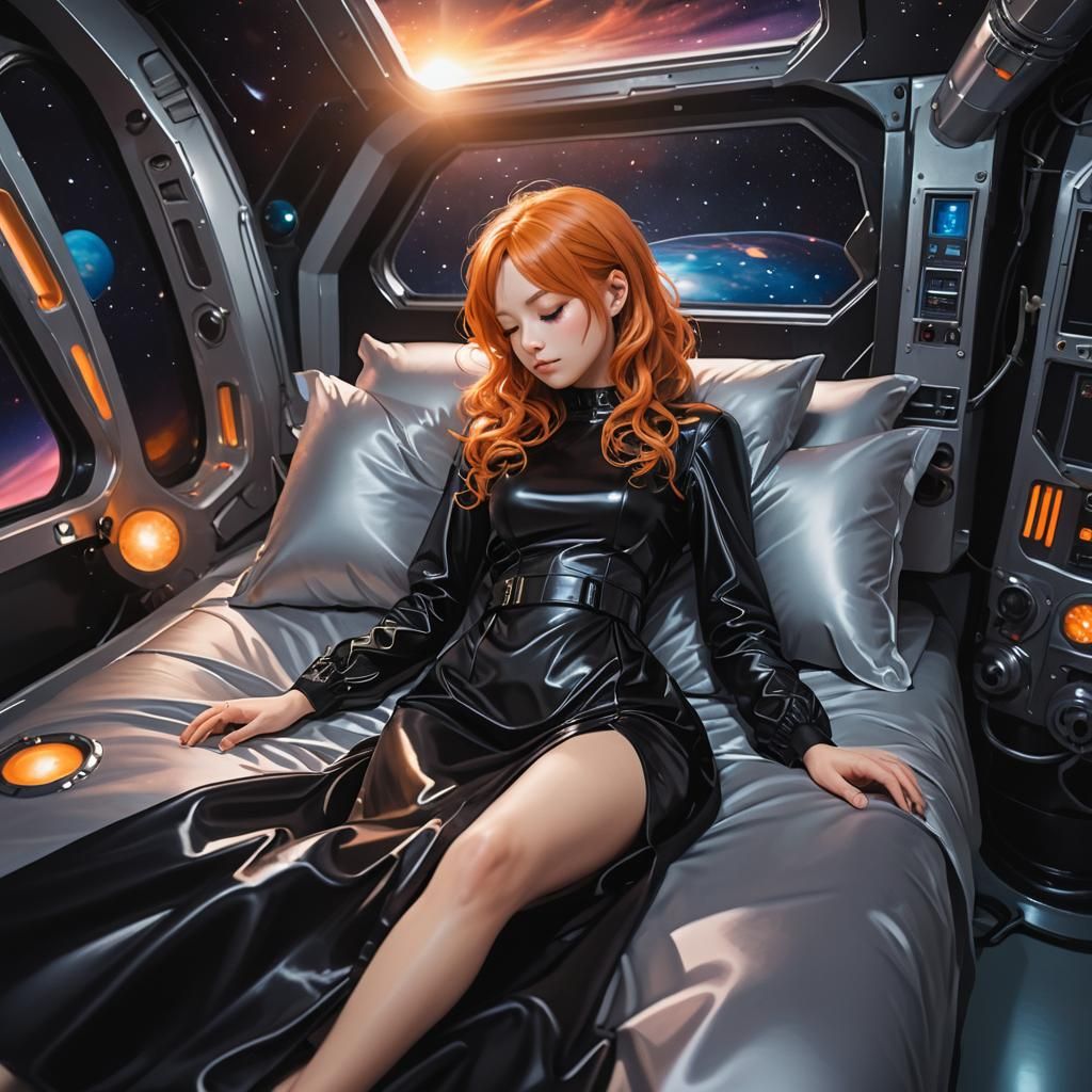 Nami Sleeping in Sci-Fi Station at Sunset