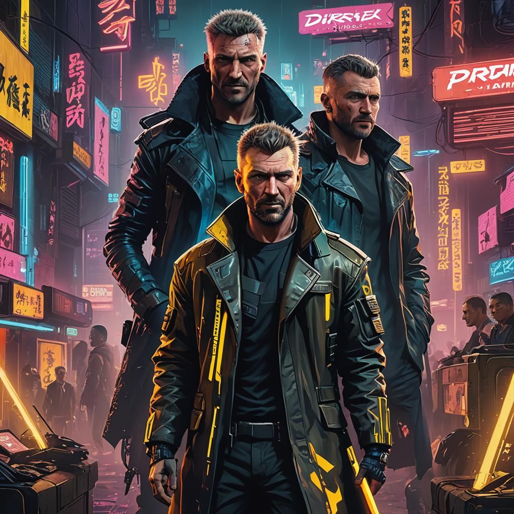 Cyberpunk Figures with Neon Daggers