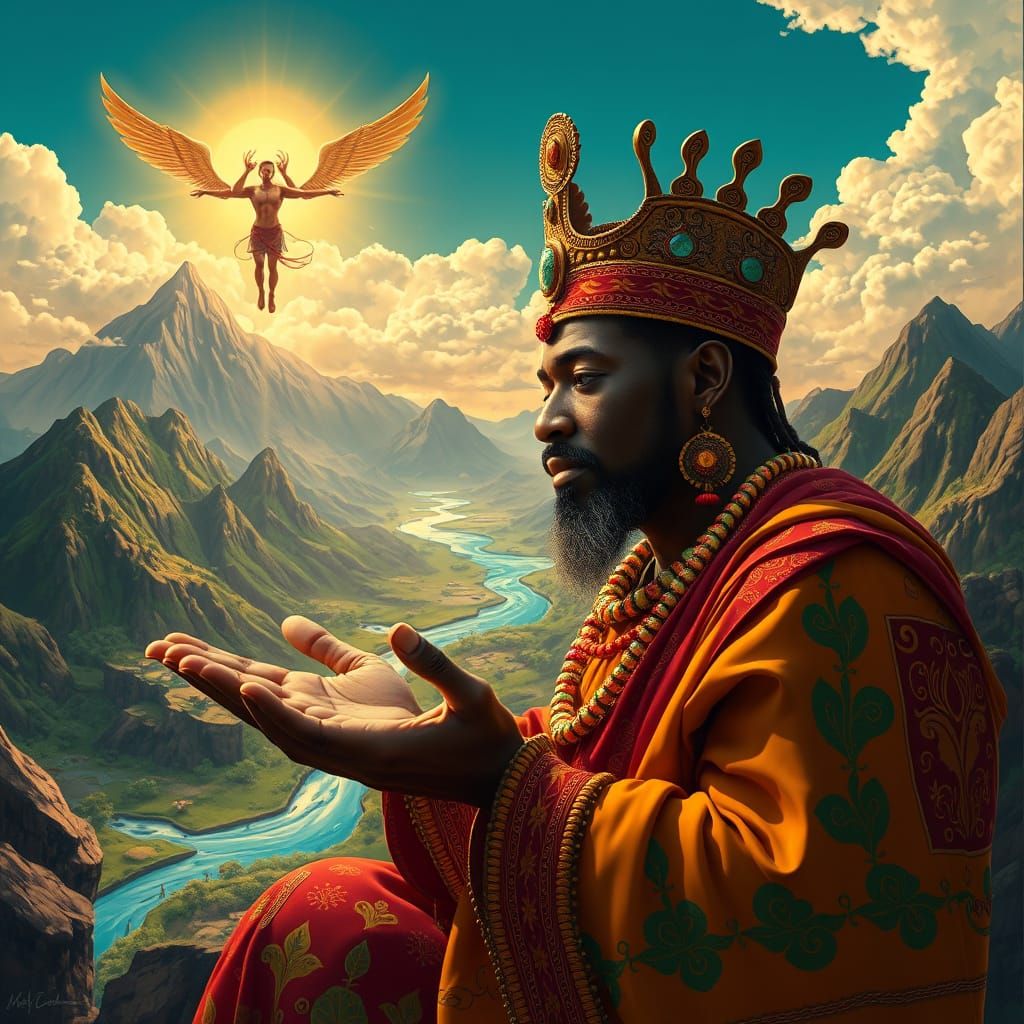 Orunmila Shaping Earth in Vibrant Digital Art