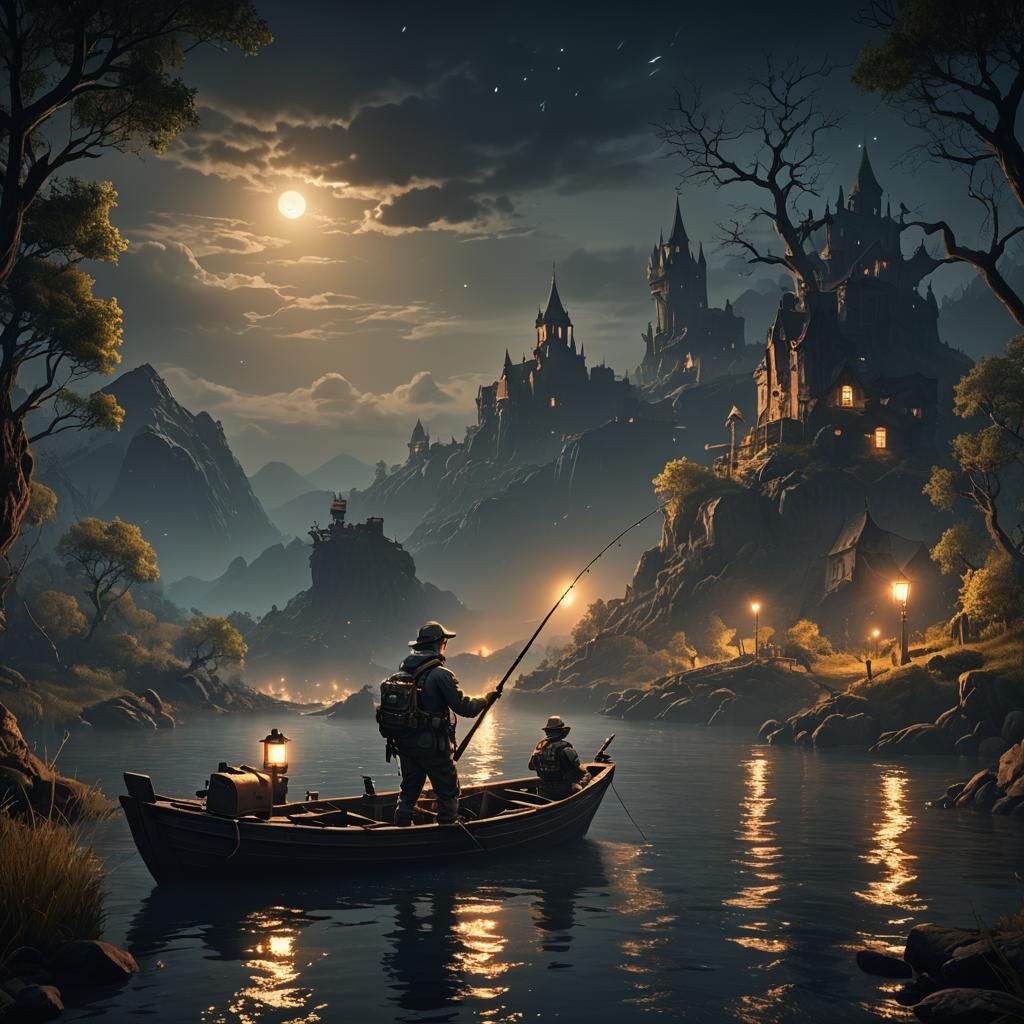 Night Fishing: Detailed Matte Painting