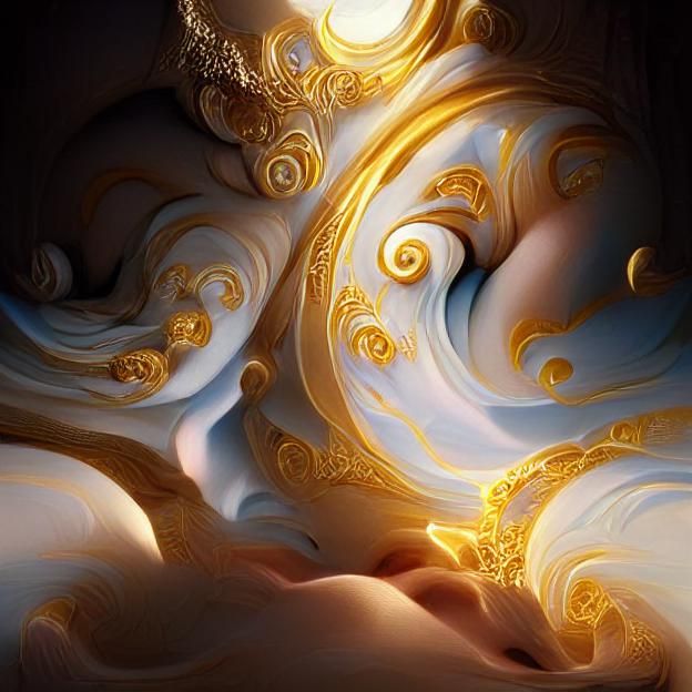 Magical Marble World with Gold Filigree in Rococo Style