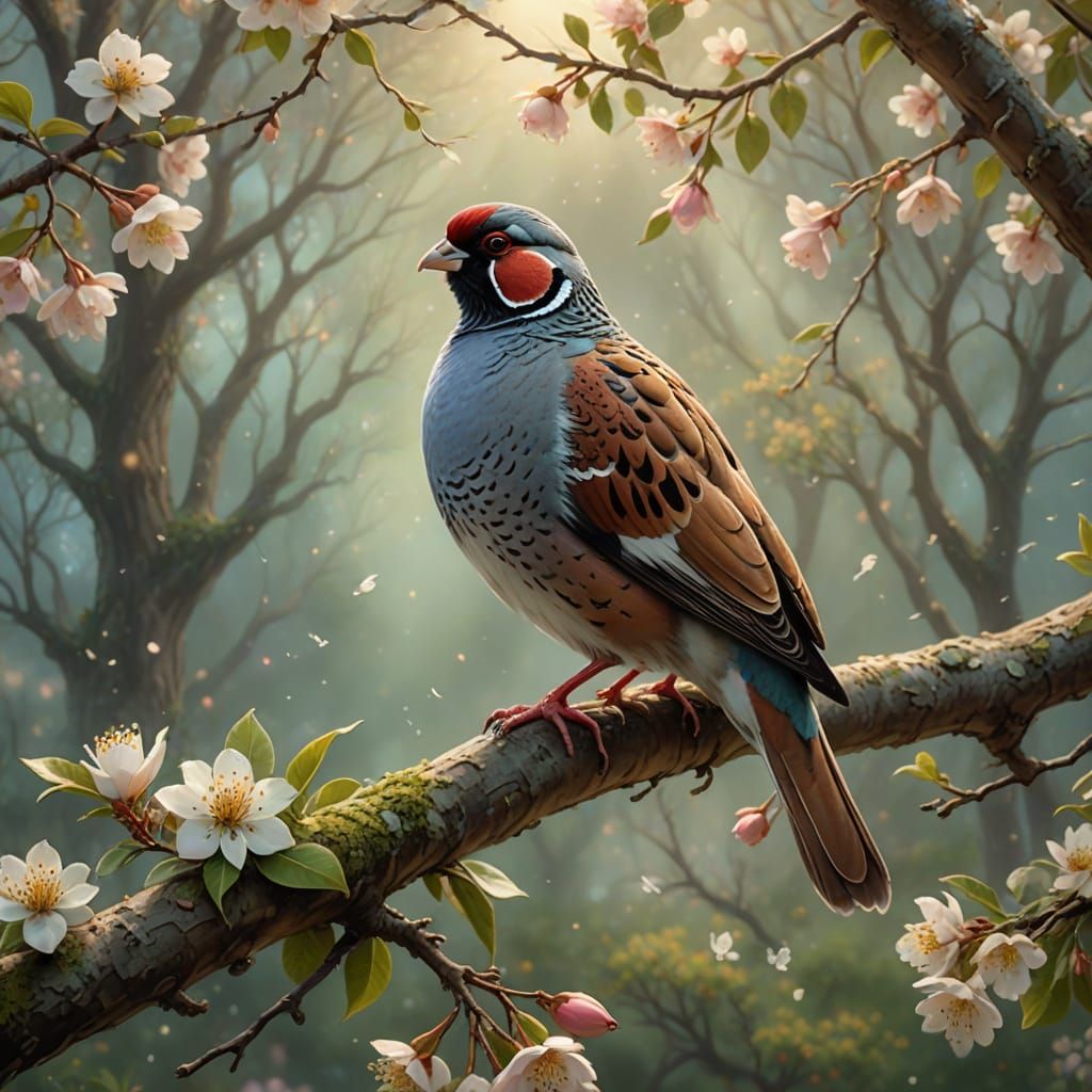 Ethereal Partridge in Pear Tree, Painterly Style