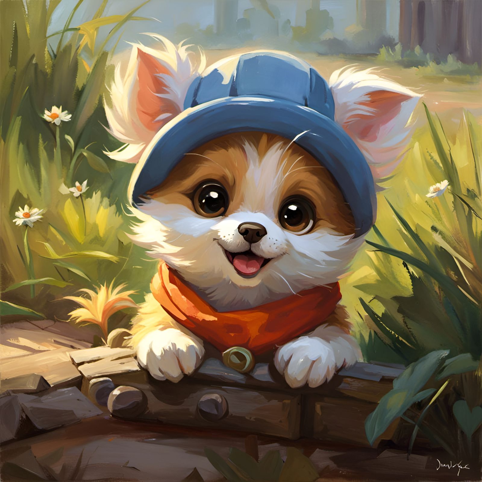 Adorable Animal Oil Painting in Expressive Style