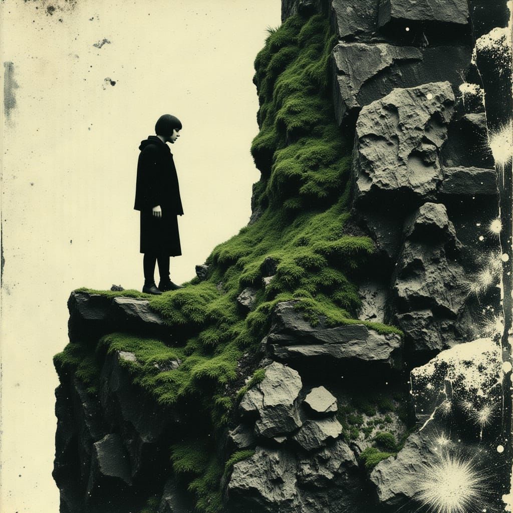 Surreal Crystal Landscape in Minimalist Style