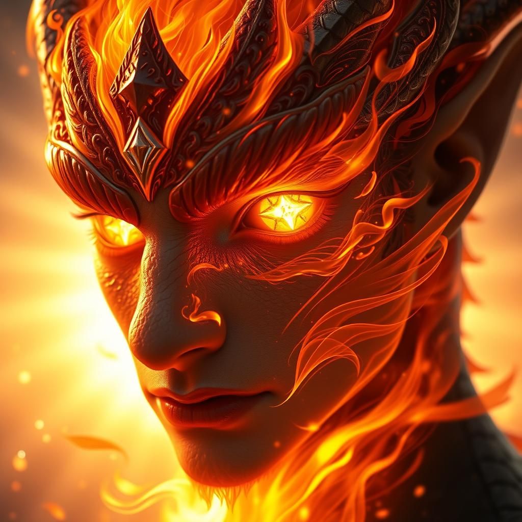 Fiery Dragon Elven Prince Portrait in Surreal Style