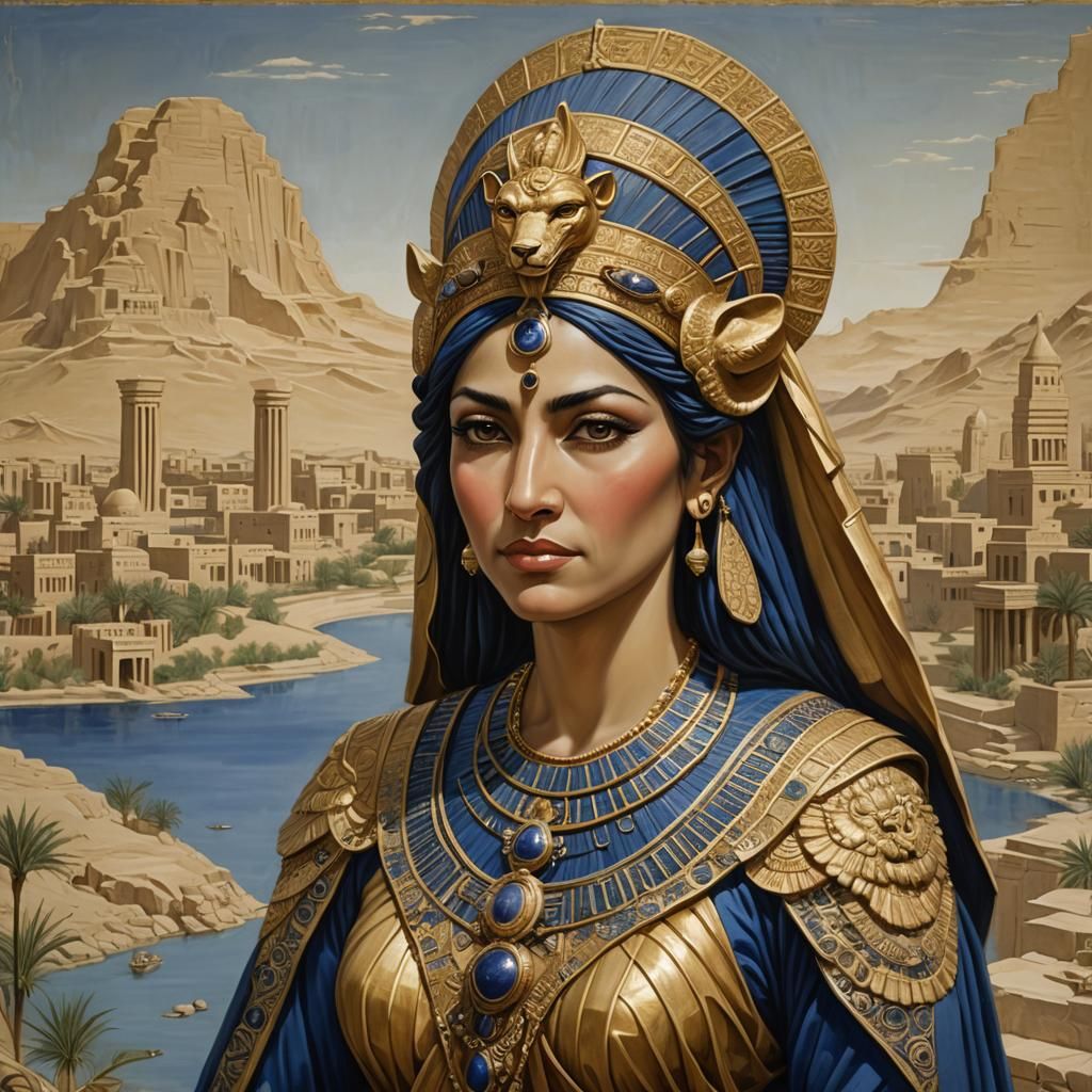 Babylonian Royal Goddess with Shadow Demon Features