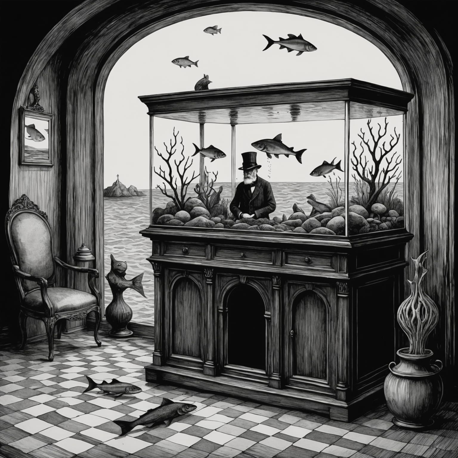 Ethereal Aquarium in Dark Whimsy