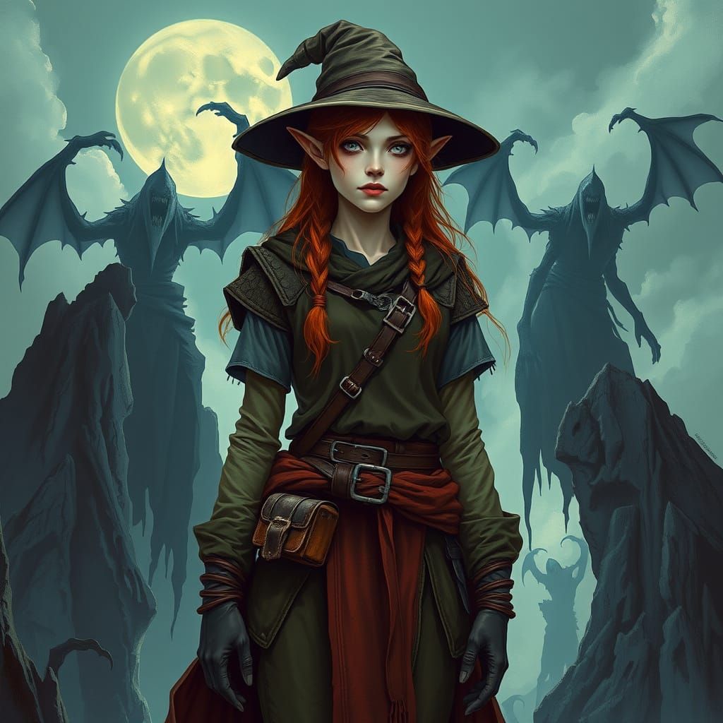 Elf Merchant on Haunted Mountain: Dark Surrealism