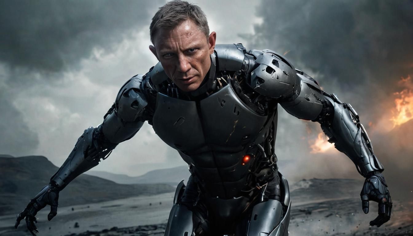 Cyborg James Bond in High Resolution Photorealism