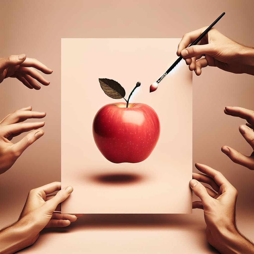 Surreal Apple in Minimalist Style