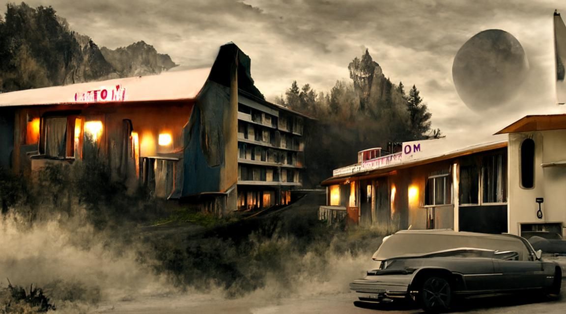 Creepy Motel: Detailed Matte Painting