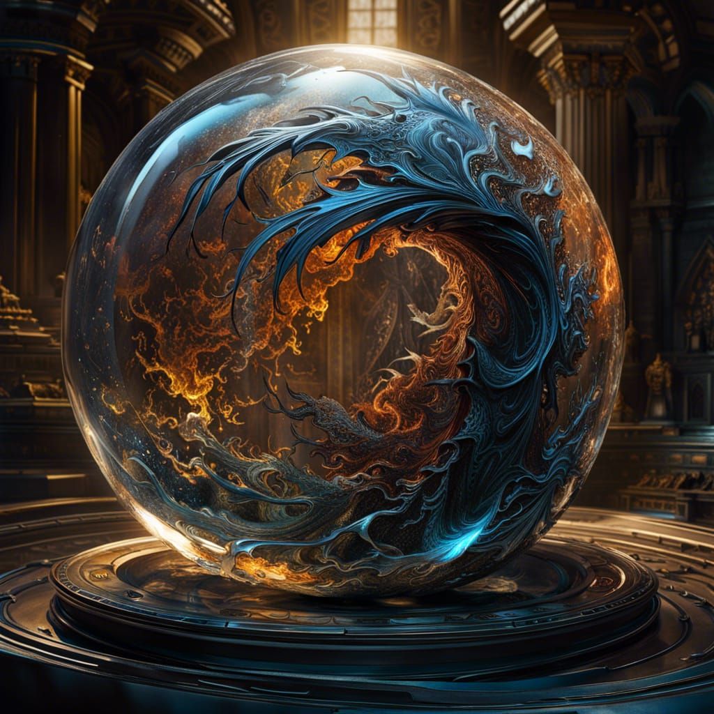 Dragon Reflection in Broken Glass Orb