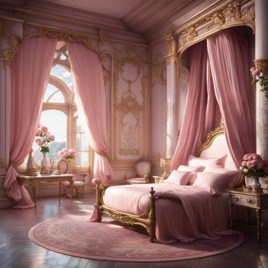 Opulent Royal Bedroom in Dark Fantasy Style