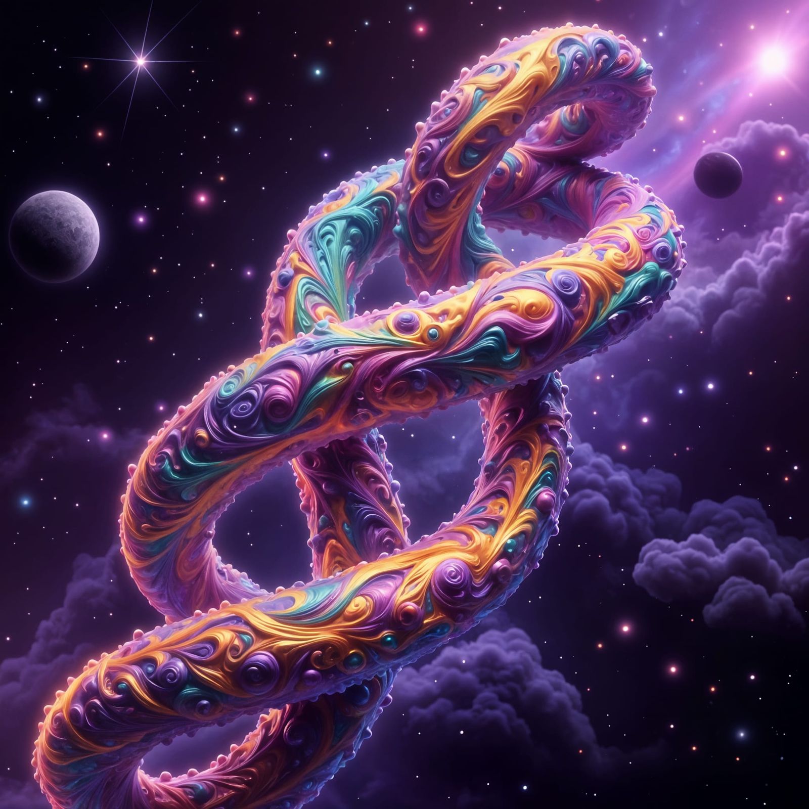 Iridescent Fractal Helices in Cosmic Void