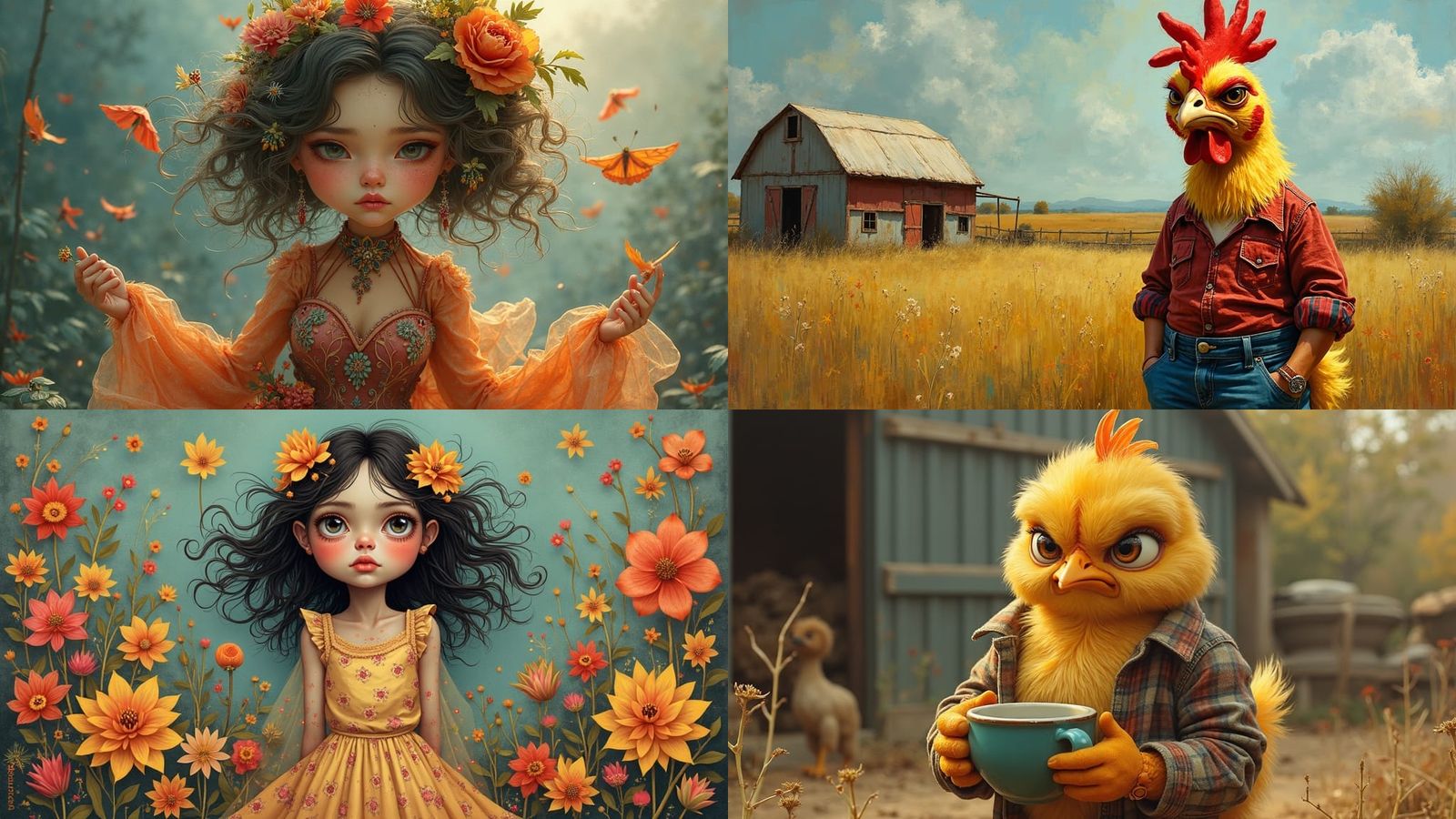 Grumpy Chick Art Inspired by Rassouli