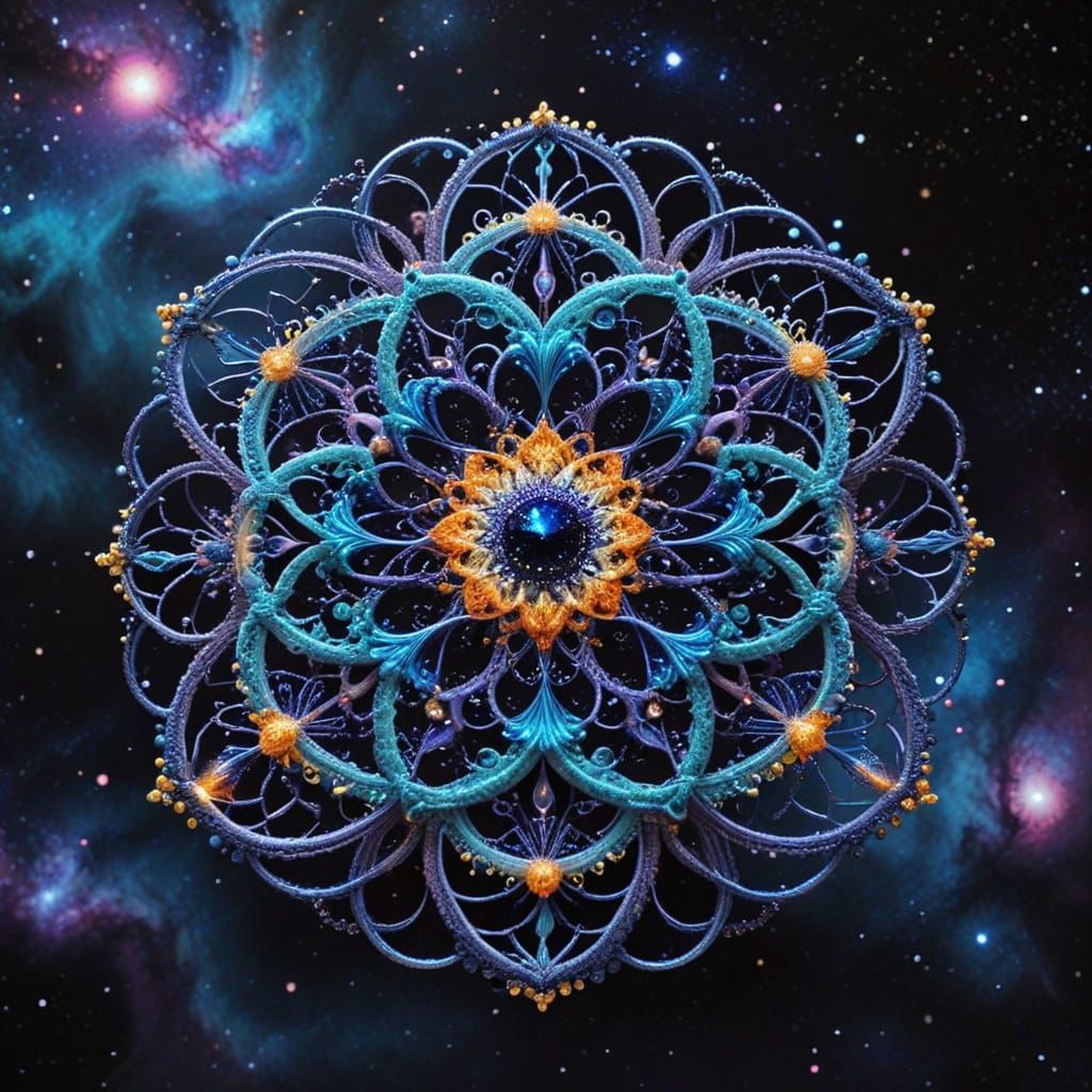 Cosmic Flowers: A Universe Woven in Tatting