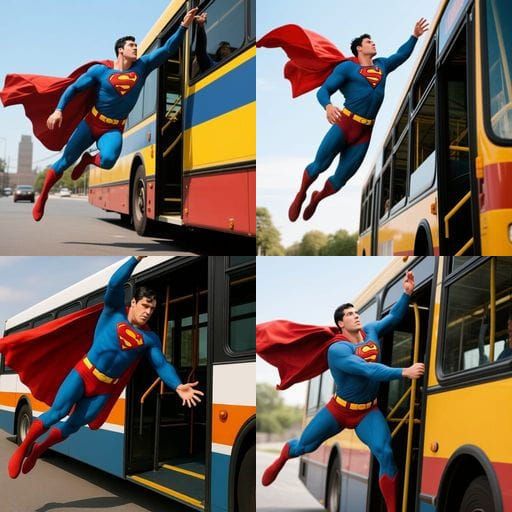 Superman Heroically Catches Falling Bus