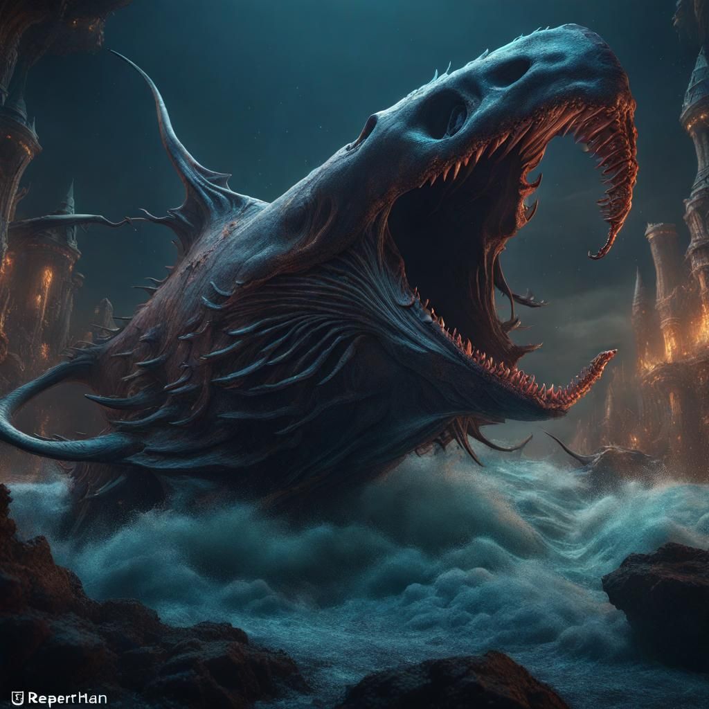 Reaper Leviathan: Detailed Matte Painting in Deep Color