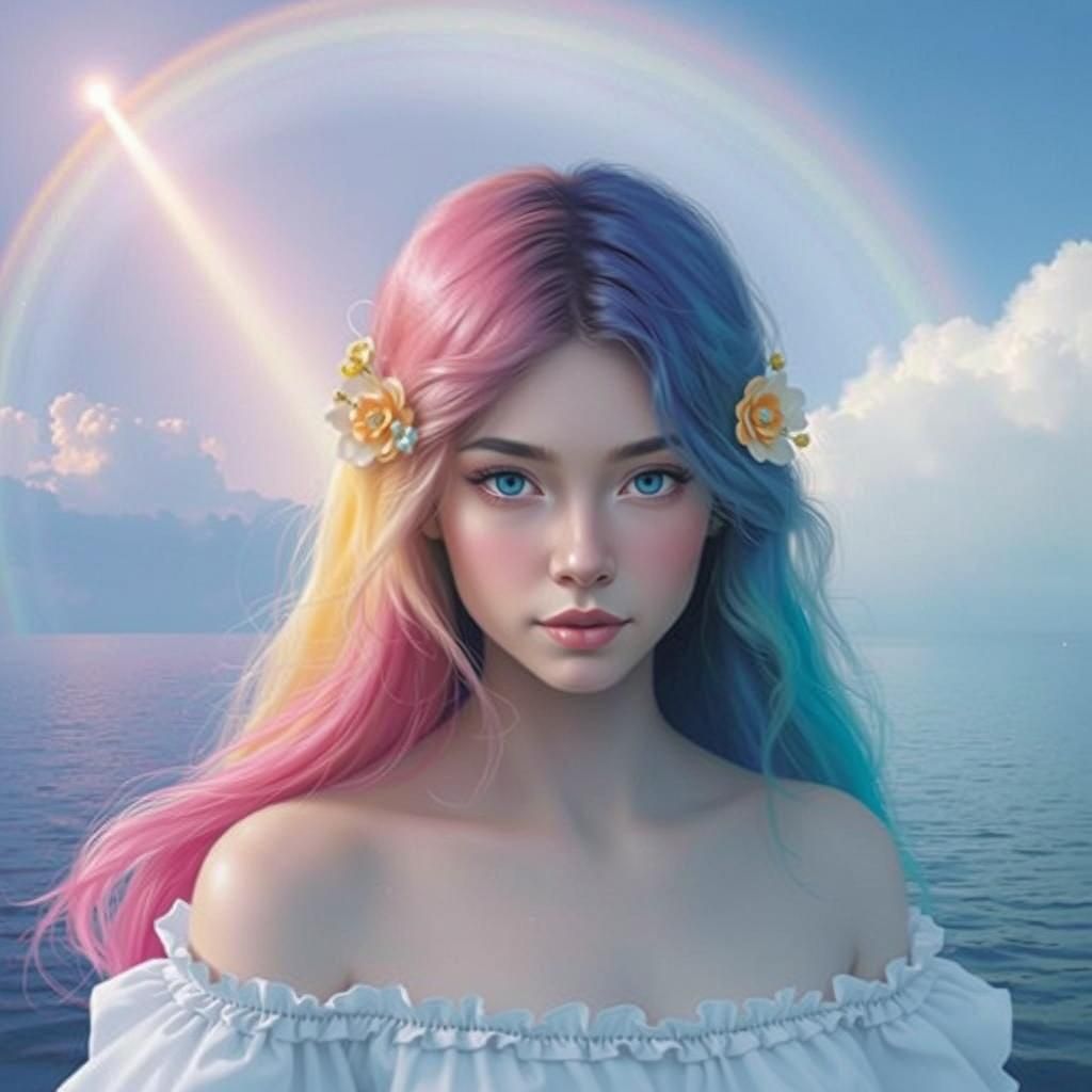 Rainbow Dreamscape in Chagall-Inspired Style