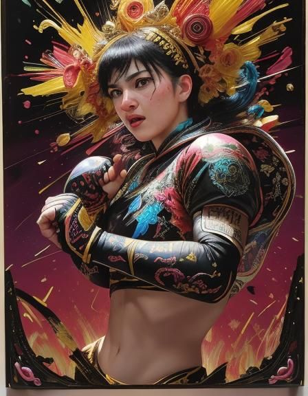 Energetic Boxing Match in Fauvist Style