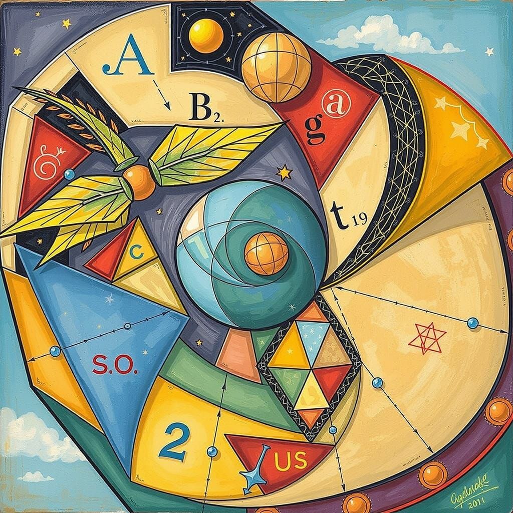 Abstract Geometric Curves and Spirals in Digital Art