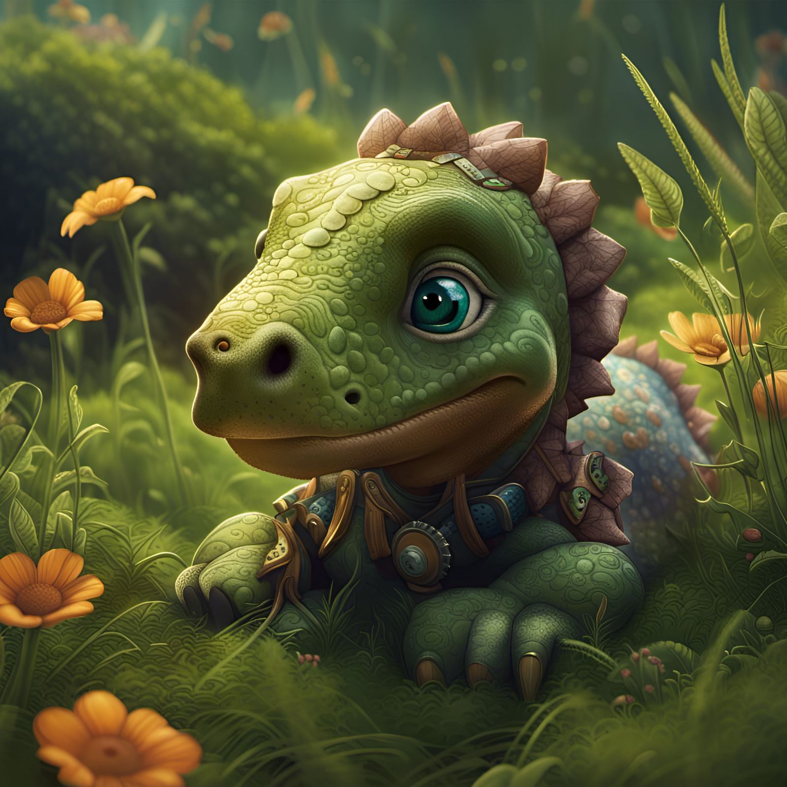 Adorable Baby Dinosaur Portrait in Detailed 3D