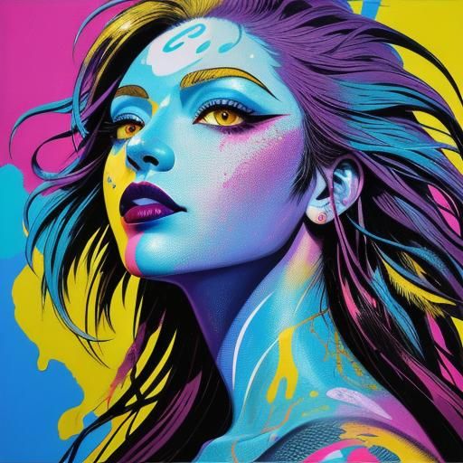 Vibrant Street Art Graffiti Portrait of Woman