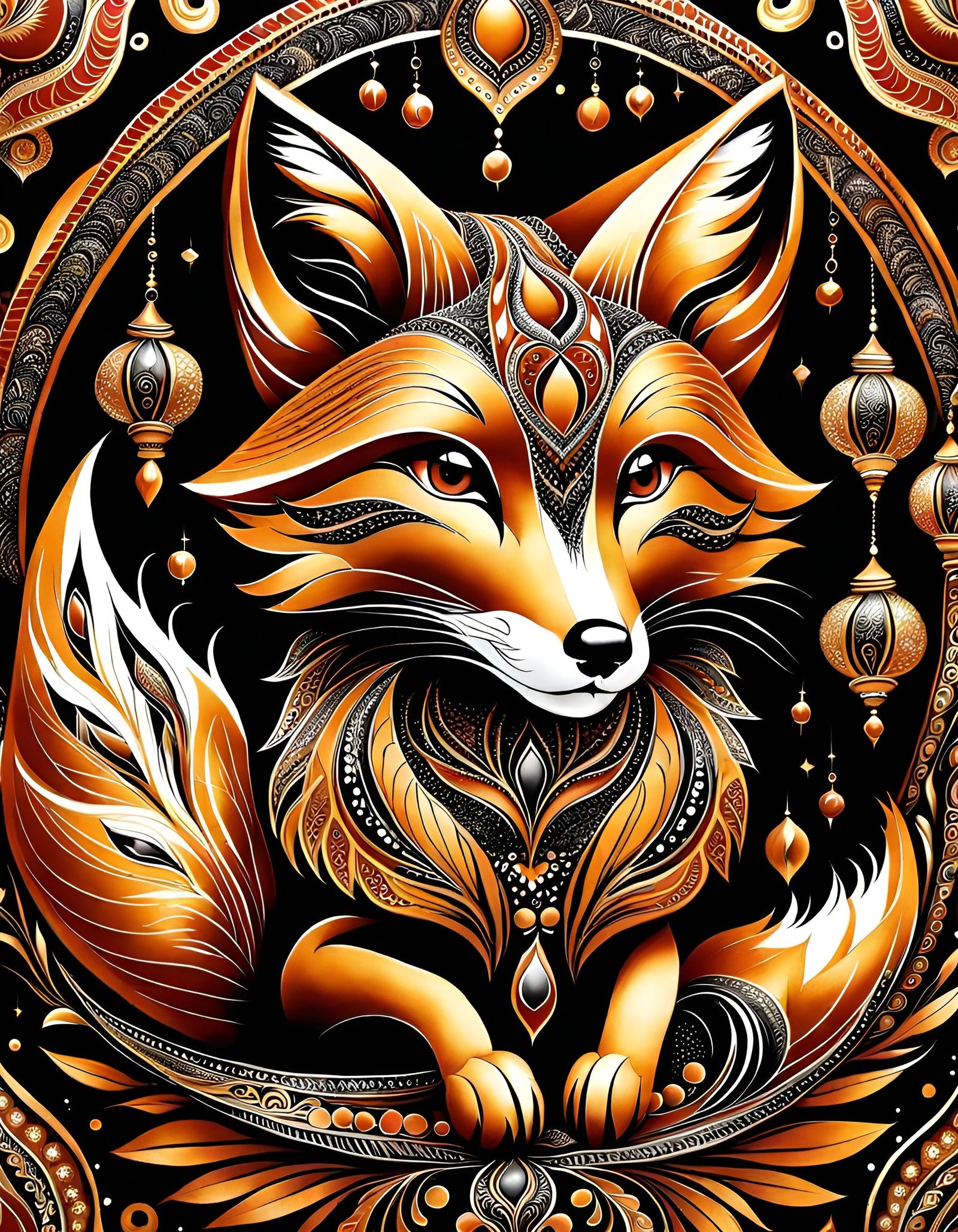 Stylized Fox with Intricate Ornaments