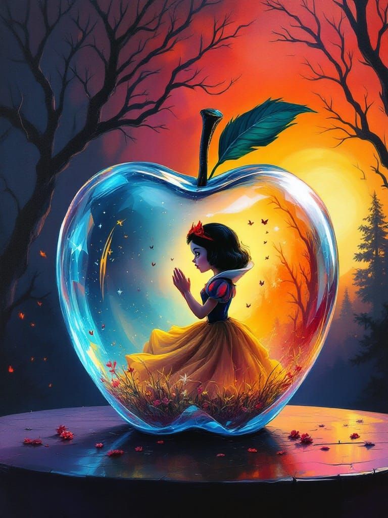 Snow White in Crystal Apple Watched by Evil Queen