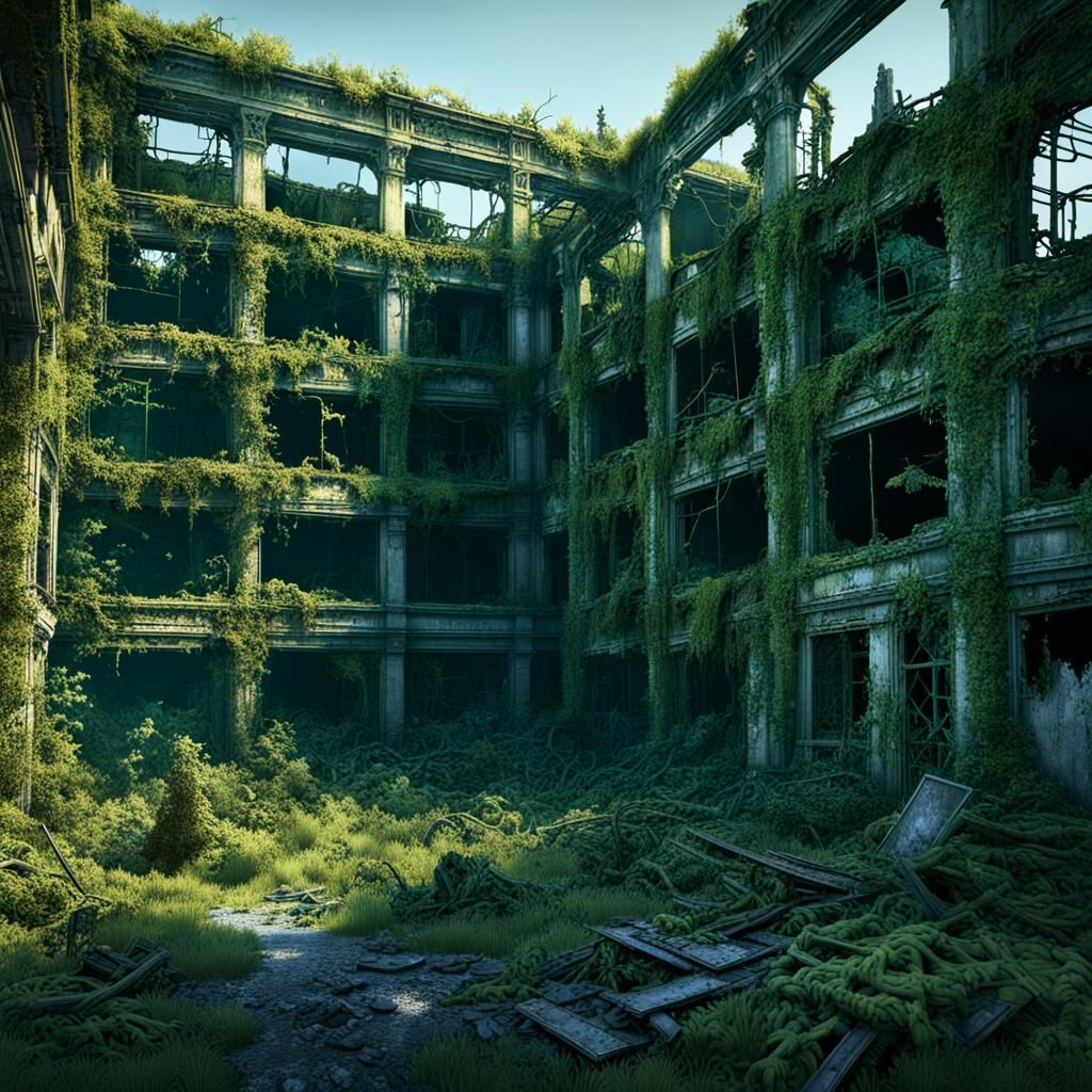 Post-Apocalyptic Seattle Ruins in Detailed Matte Painting