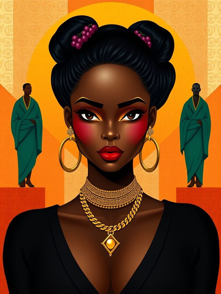 Art Deco African American Woman in Gold