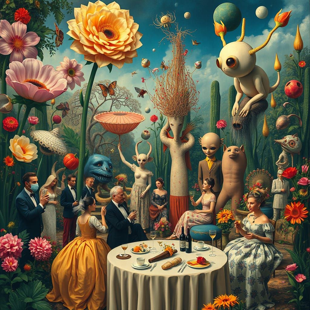 Surreal Garden Party in a Psychedelic Style