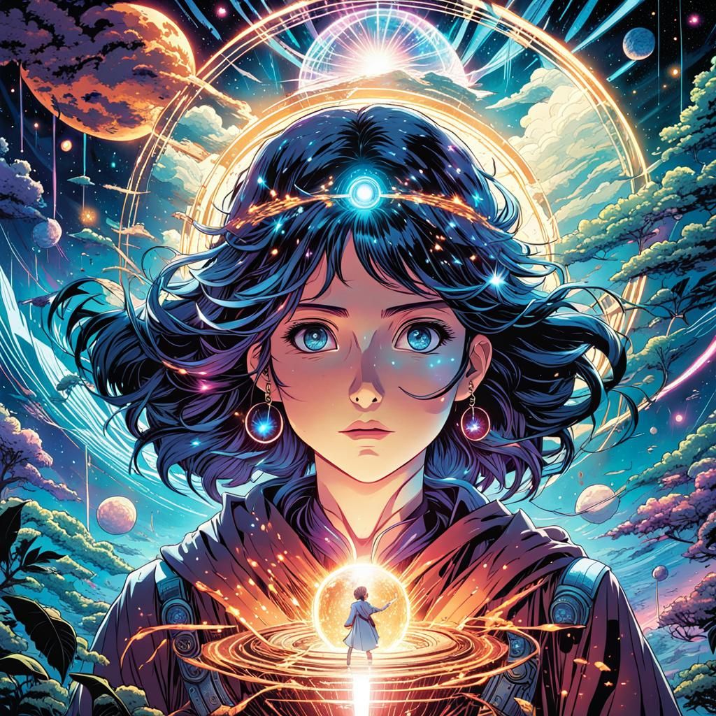 Holographic Astral Cosmic Illustration in Anime Style